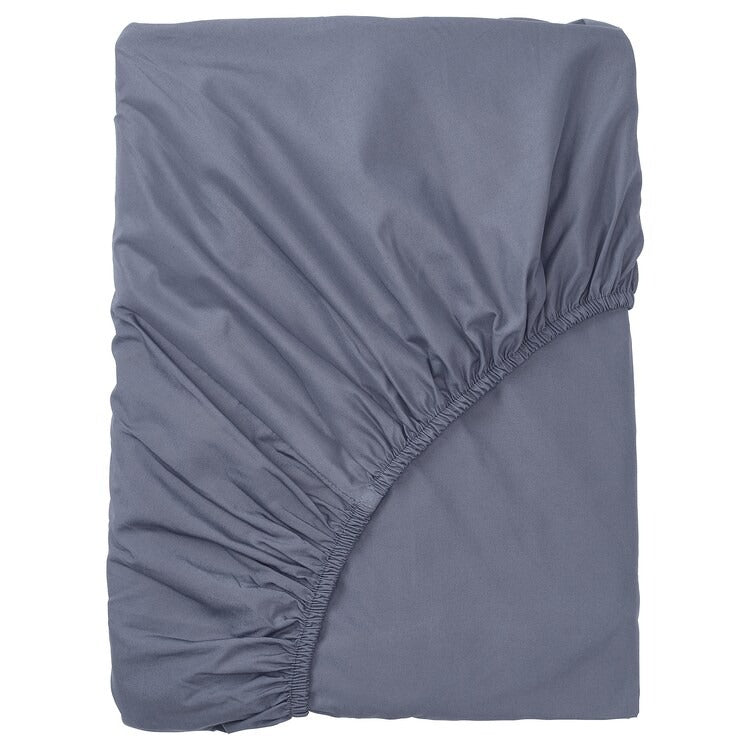 SOMNTUTA Fitted sheet, blue-grey, 150x200 cm, 70412762