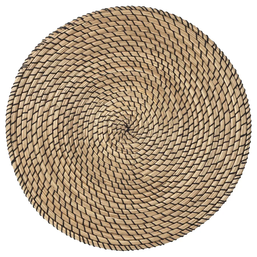 LATTAD Place mat, seagrass/black, 37 cm, 80270465