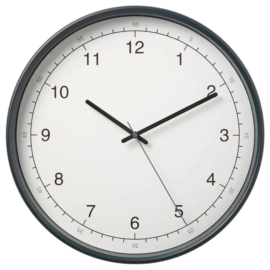 TAGGAD Wall clock, white/grey 38 cm, 80466293