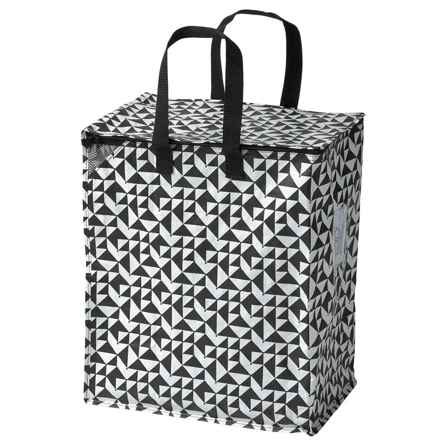 KNALLA Bag, black/white 40x25x47 cm/47 l, 80473694