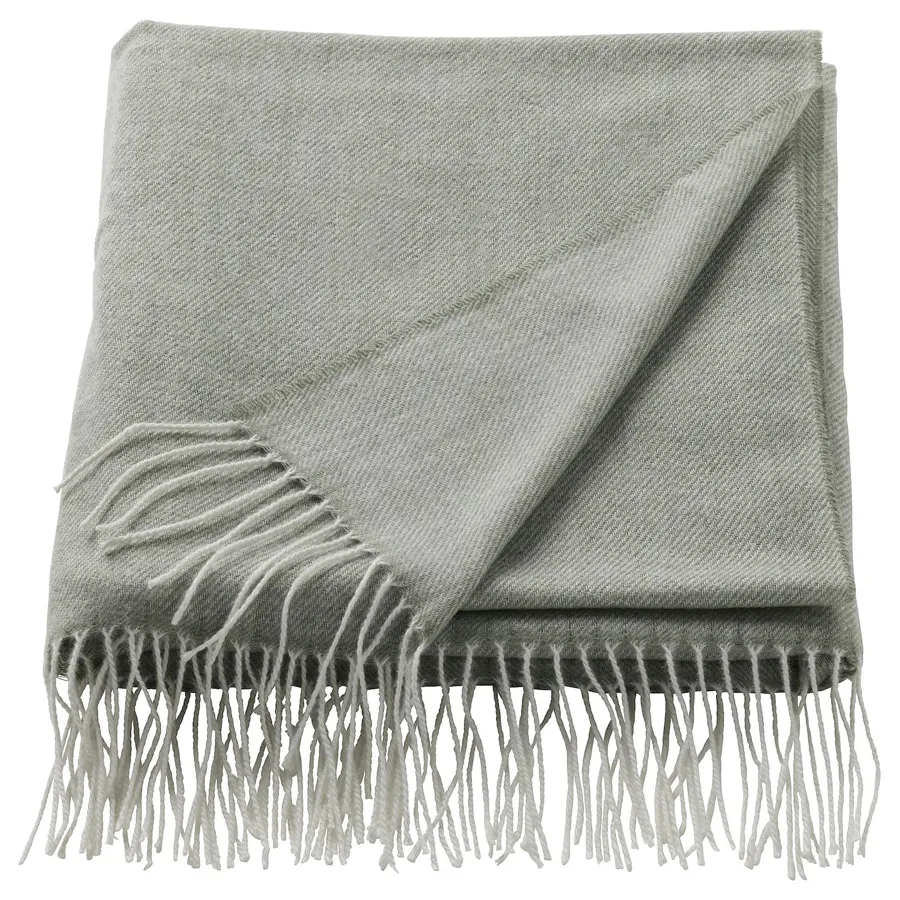 HOLMVI Throw, light grey-green, 120x160 cm, 80513614
