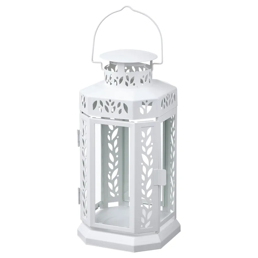 ENRUM Lantern f block candle, in/outdoor, white, 28 cm, 80525725
