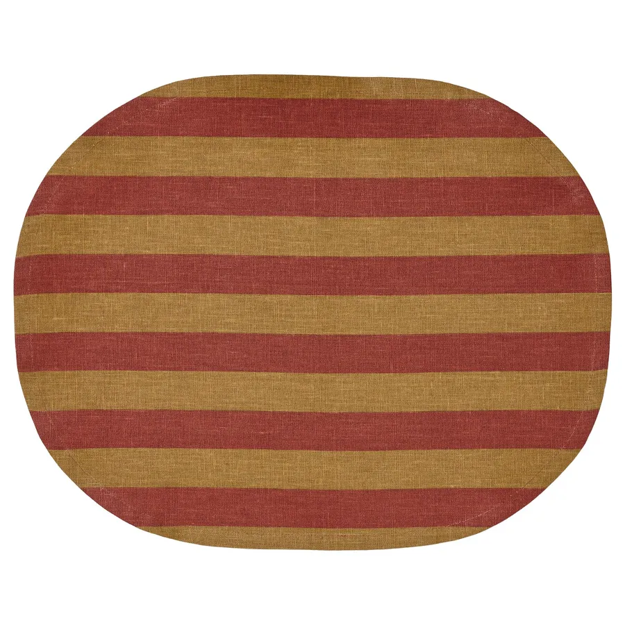 KROSAMOS Place mat, striped/yellow red-brown, 45x35 cm, 80538167
