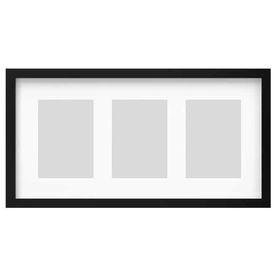 RODALM frame for 3 pictures, black, 55x28 cm, 80553723