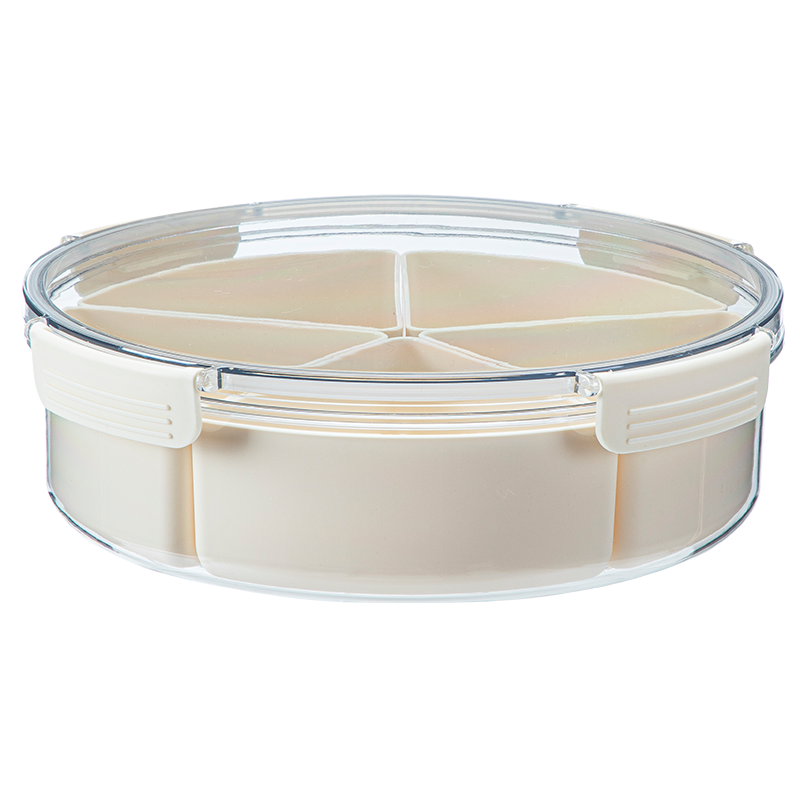 Abs Rotatable Fruit Plate Box Pc Lid White, White, 30.5x10.5Cm 4589767253226