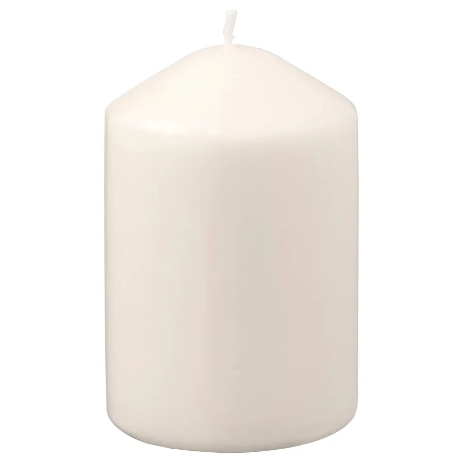 LATTNAD Unscented block candle, natural, 10 cm, 90338460