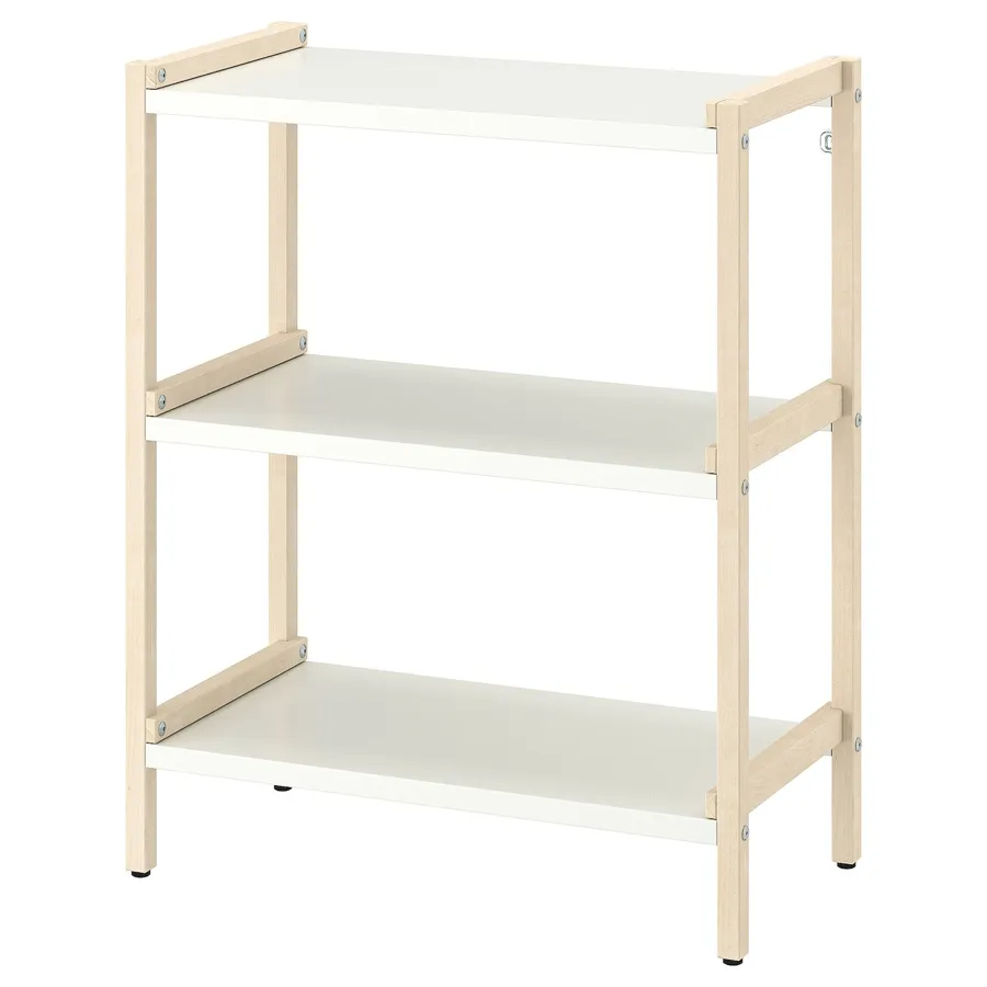 EKENABBEN Open shelving unit, aspen/white, 70x34x86 cm, 90487817