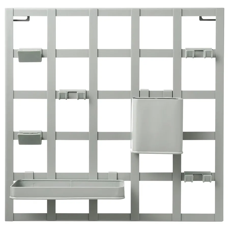 SNICKRA 8-piece storage board set, grey-green 38x38 cm, 90518244