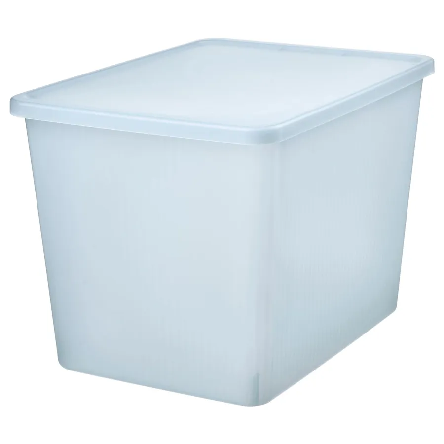 RYKTA Storage box with lid, transparent, 36x50x35 cm/44.5 l, 90533211