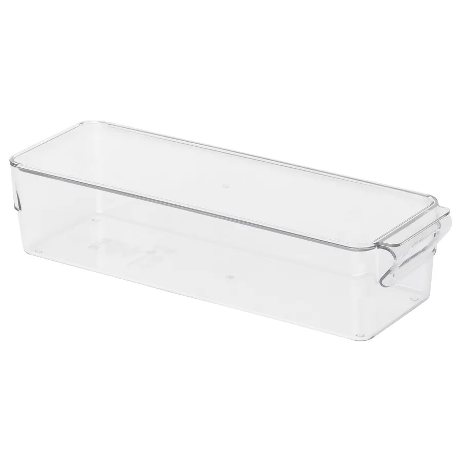 KLIPPKAKTUS storage box for fridge, transparent, 32x10x8 cm, 90572815