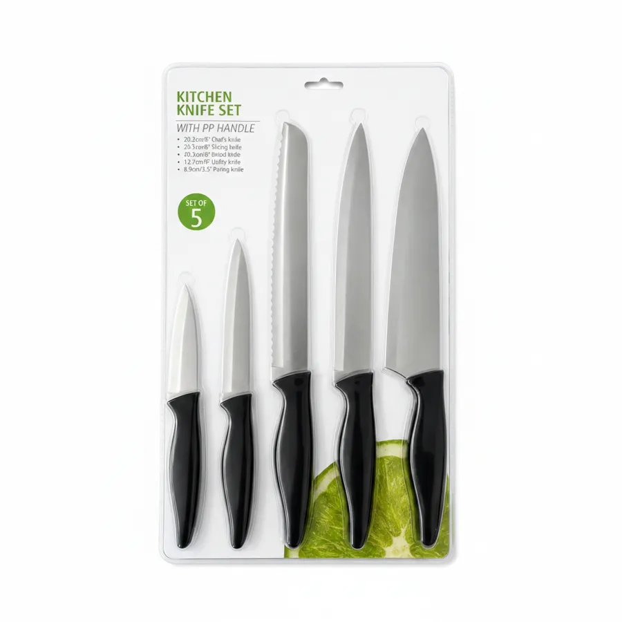 DLC Kitchen Knife Set 5Pcs - Black Silver