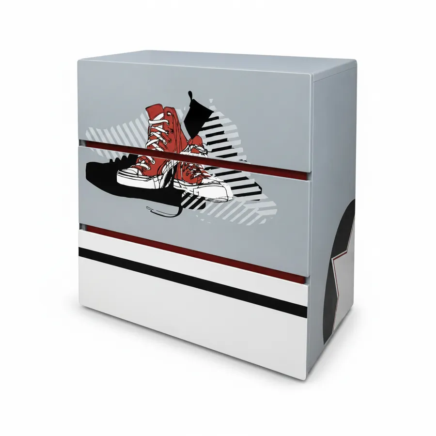 DLC Sneakers Chest 3 Drawers 80x45x82 cm - Grey