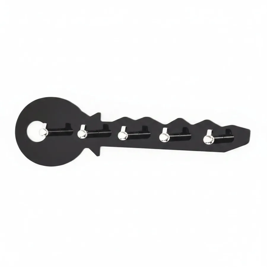 NEWAVE Key Shape Wall Hanger 34.5x12 cm - Black/Chrome