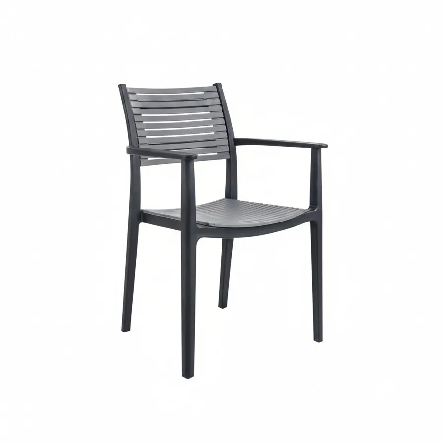 DOOVA Alesia Outdoor Stackable Chair - Black/Black Horizontal