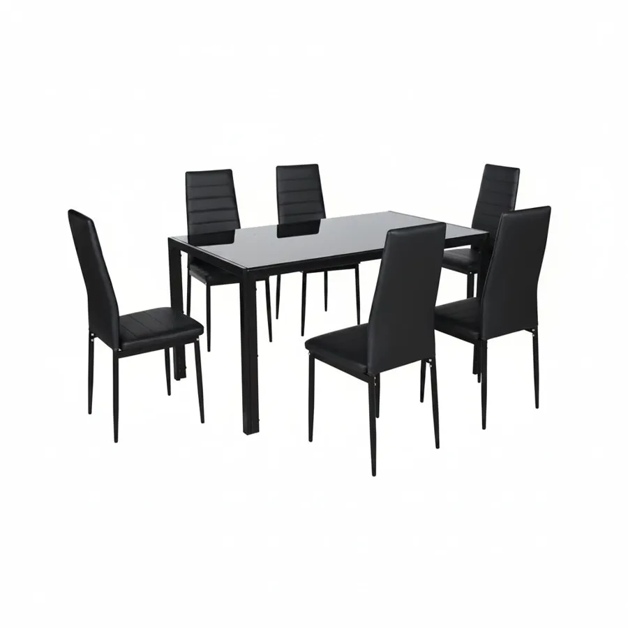 DLC Shade Dining Table W 6 Chairs 140x80x75 cm - Black