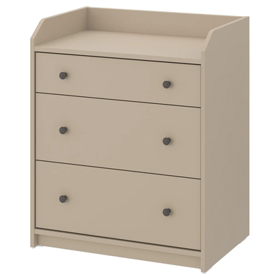 HAUGA chest of 3 drawers, beige, 70x84  00456900