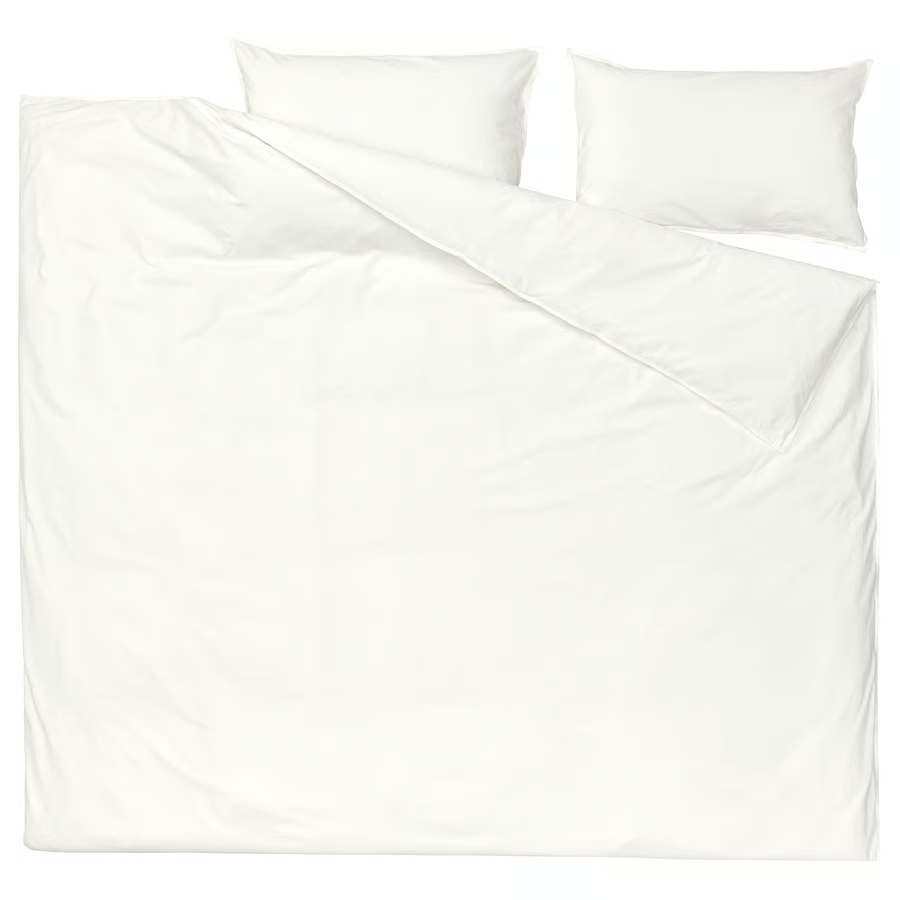 ANGSLILJA Duvet cover and 2 pillowcases, white, 200x200/50x80 cm, 70479149