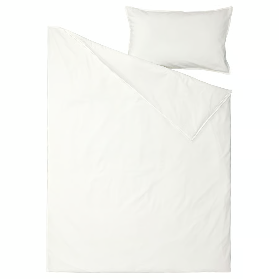 ANGSLILJA Duvet cover and pillowcase, white, 150x200/50x80 cm, 50318567