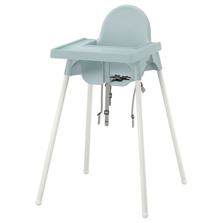 ANTILOP Highchair with tray, grey-blue/white, 29597891