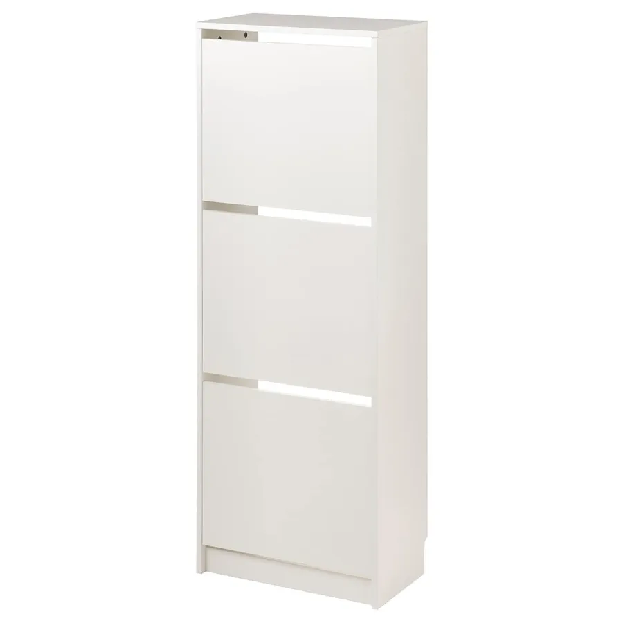 BISSA Shoe cabinet with 3 compartments, white 49x28x135 cm, 90530260