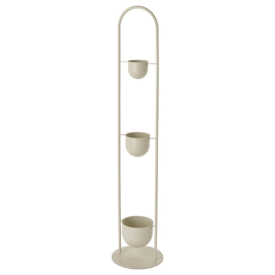 DAKSJUS plant stand with 3 plant pots, in/outdoor light grey-beige, 80567027