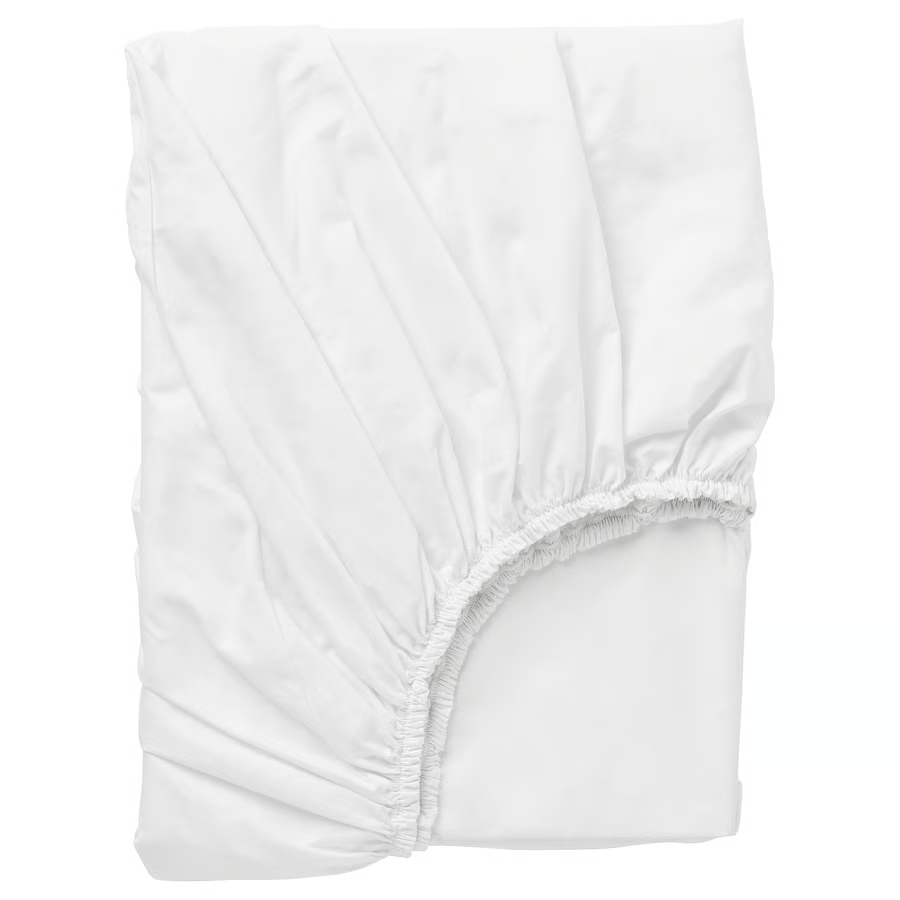 DVALA Fitted sheet, white, 90x200 cm, 00357170