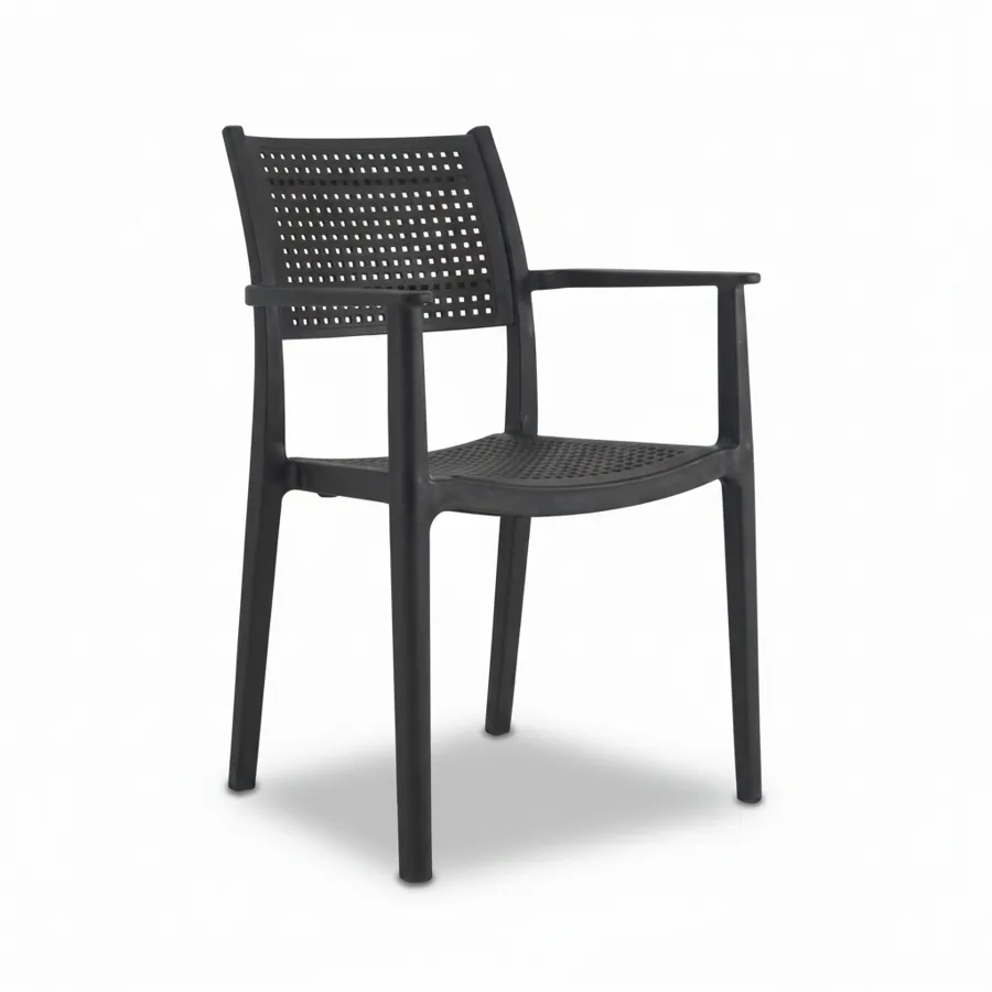 DOOVA Alesia Outdoor Stackable Chair - Black/Black Honeycomb