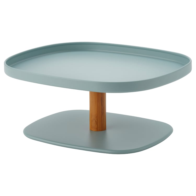 KRUSTISTEL Serving stand, bamboo/turquoise, 30585788