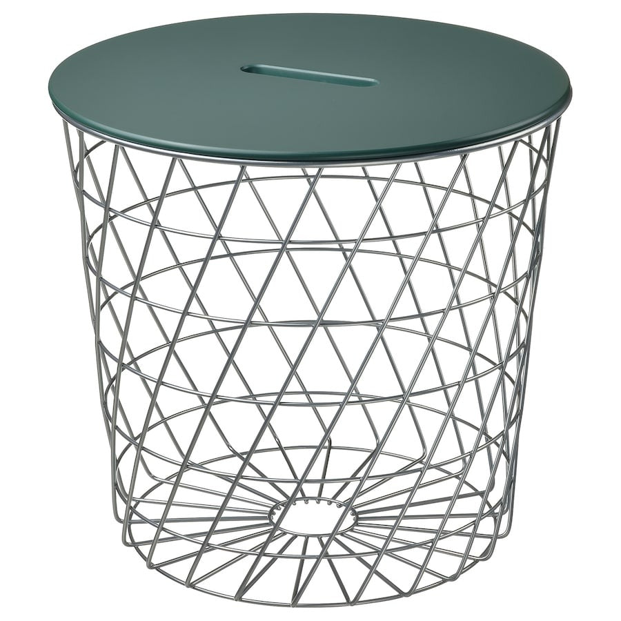 KVISTBRO Storage table, silver-colour/dark grey-green, 44 cm, 60533571