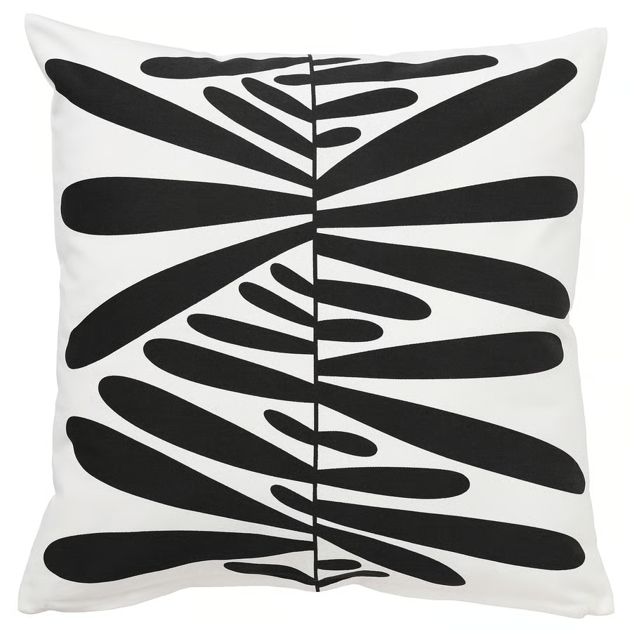 MAJSMOTT Cushion cover, off-white/black, 50x50 cm, 10563438