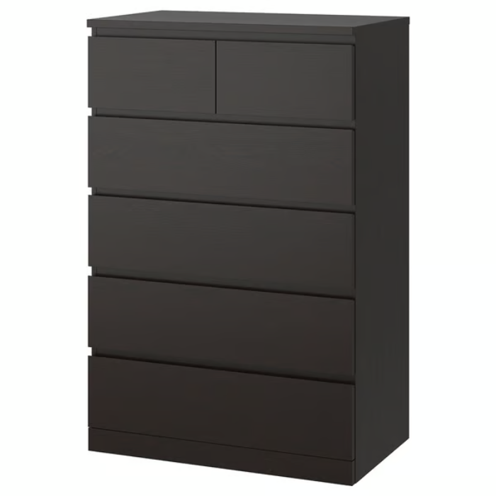 MALM Chest of 6 drawers, black-brown, 80x123 cm, 60354625