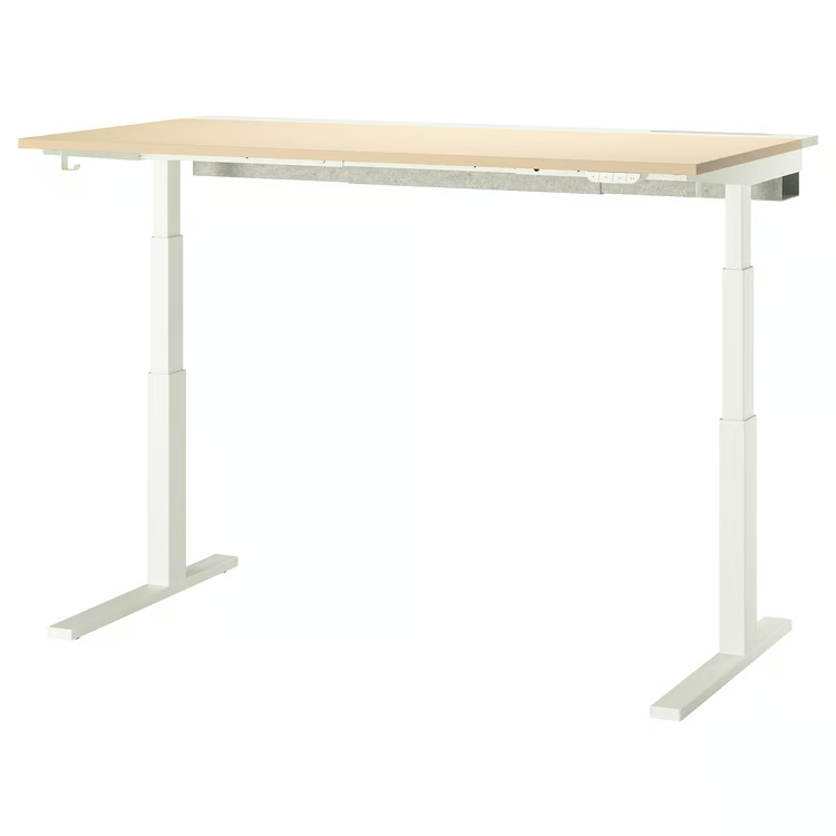 MITTZON Desk sit/stand, electric birch veneer/white, 160x80 cm, 99530190