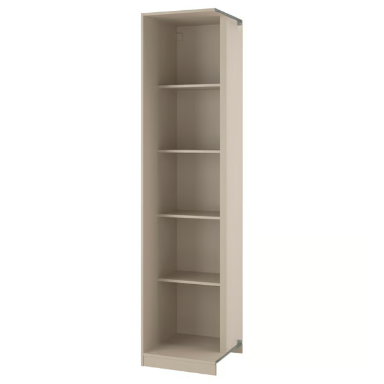 PAX Add-on corner unit with 4 shelves, grey-beige, 53x58x236 cm, 90515113 (Pre-order)