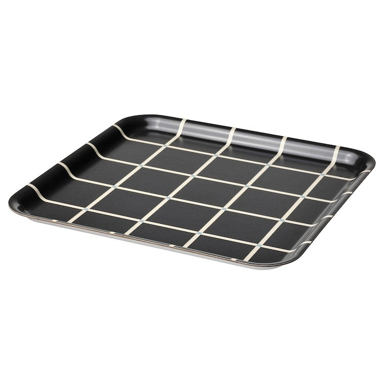 RODKNOT Tray, check pattern black, 33x33 cm, 10564697