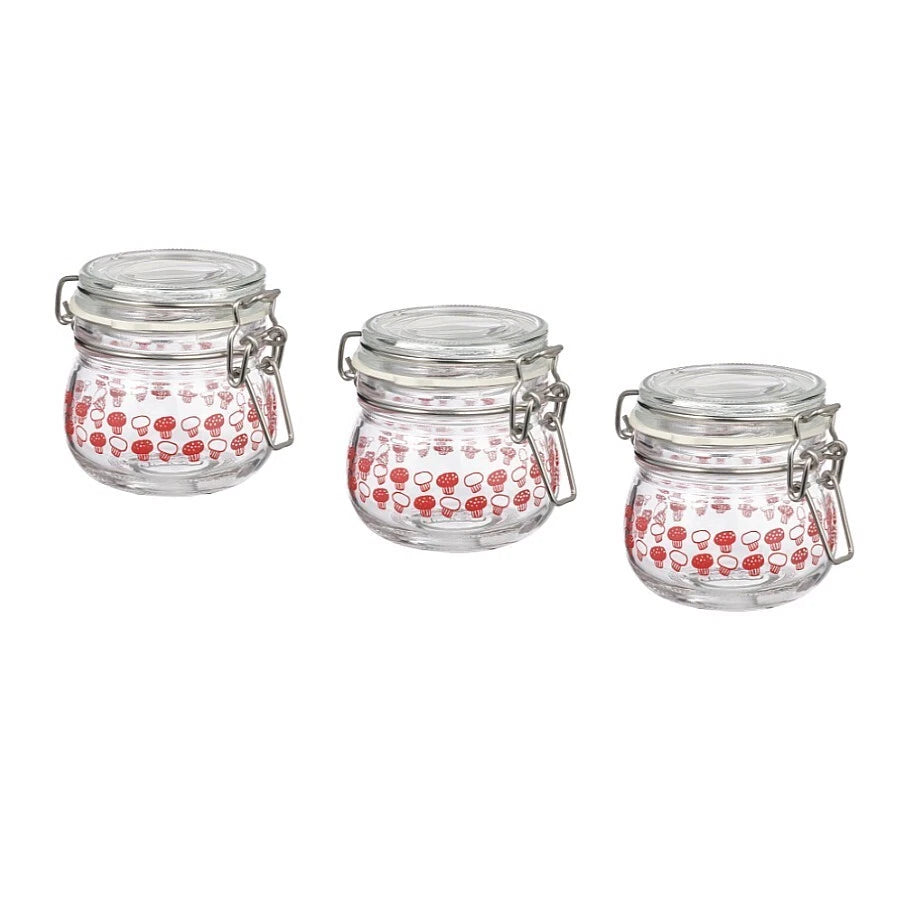 KORKEN  jar with lid, clear glass patterned/bright red, 13 cl 70530826