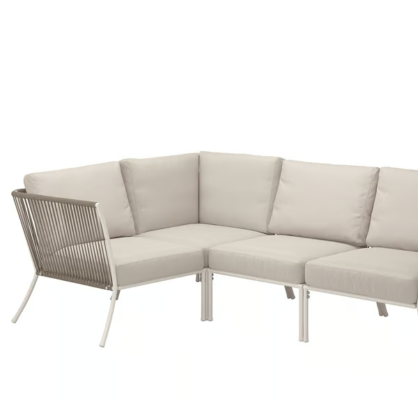 SEGERON Corner sofa, 3-seat, outdoor white/beige/Froson/Duvhomolmen beige 89584616