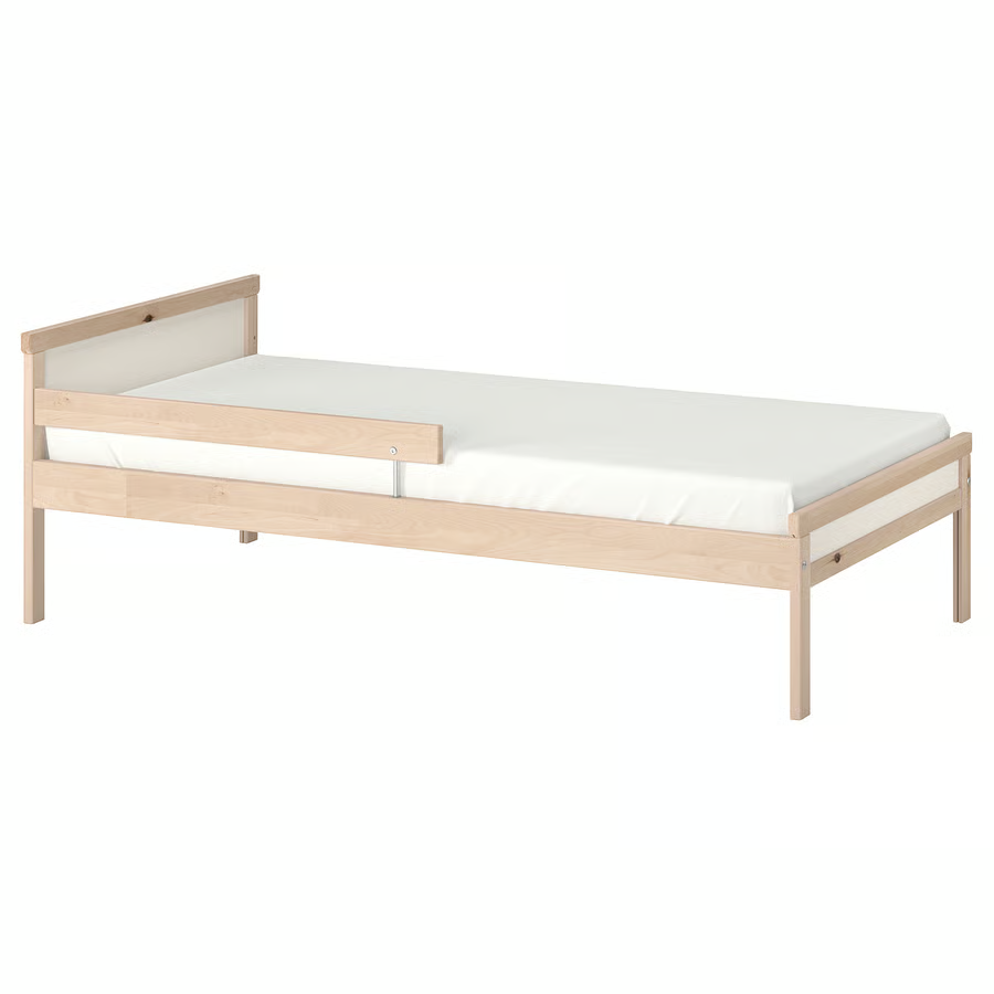 SNIGLAR Bed frame with slatted bed base, birch, 70x160 cm 49614936