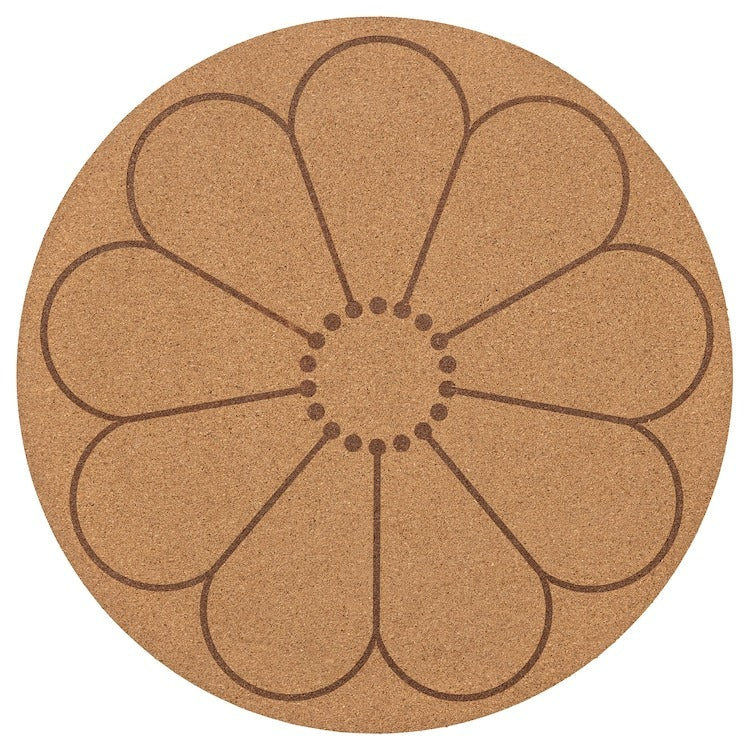 SVARTVIDE Place mat, cork/patterned flower, 35 cm, 80550809