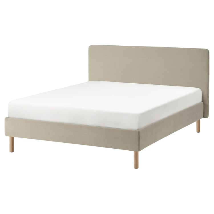 TARNKULLEN Upholstered bed frame, Kelinge beige/Luroy, 180x200 cm, 89608132
