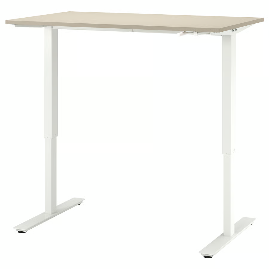 TROTTEN Desk sit/stand, beige/white, 120x70 cm, 69434128 (Pre-order)