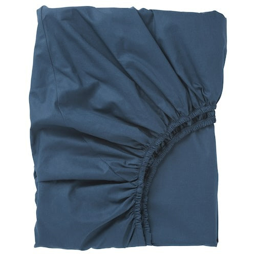 ULLVIDE Fitted sheet, dark blue, 150x200 cm, 70342769