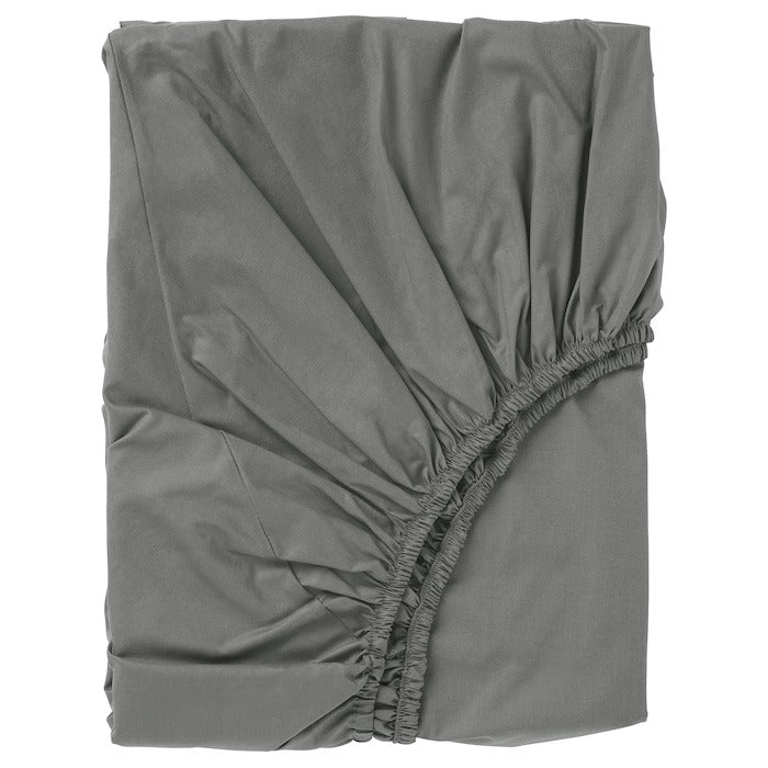 ULLVIDE Fitted sheet, grey, 180x200 cm, 50342727